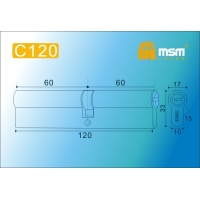 Цилиндровый механизм MSM Locks Перфорированный Ключ+Ключ C120